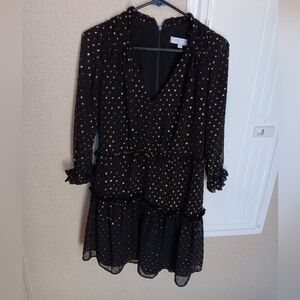 Hunter Bell New York Women’s Amanda 3/4 Sleeve Black Gold Dress Size 4 semi new